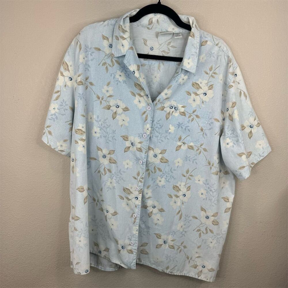 Classic Elements Plus 22W Floral Button-Up Shirt‎ Multicolor Casual Top